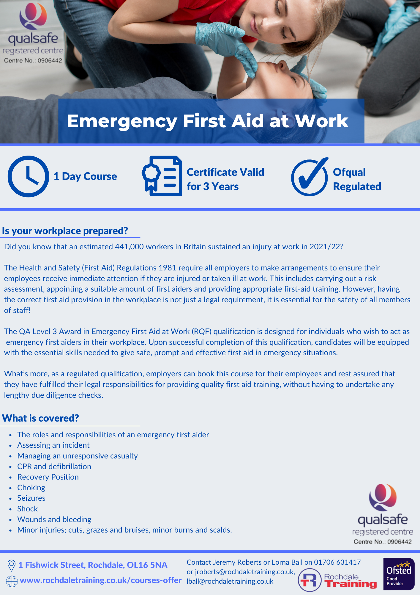 Qualsafe Level 2 Award in Emergency First Aid at Work Rochdale Training